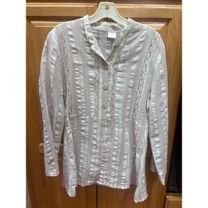 Vintage French Lace Trim Blouse, size M